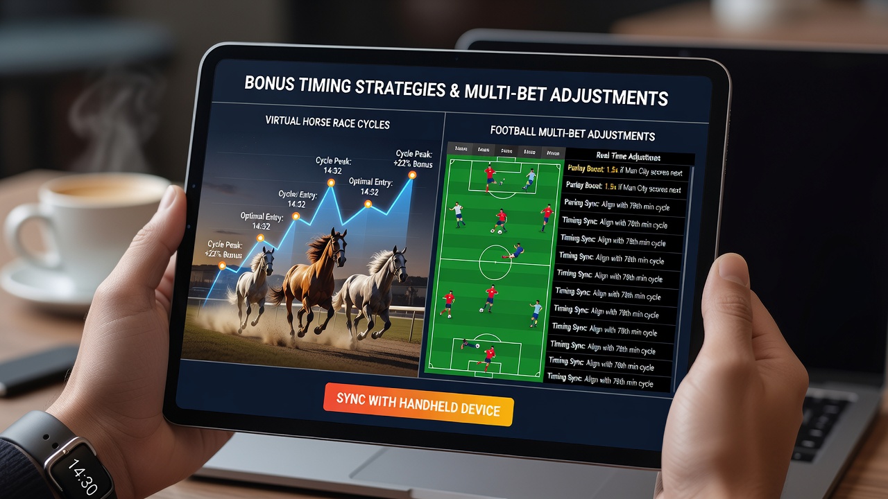 Mobile device displaying virtual horse race interface alongside football accumulator options