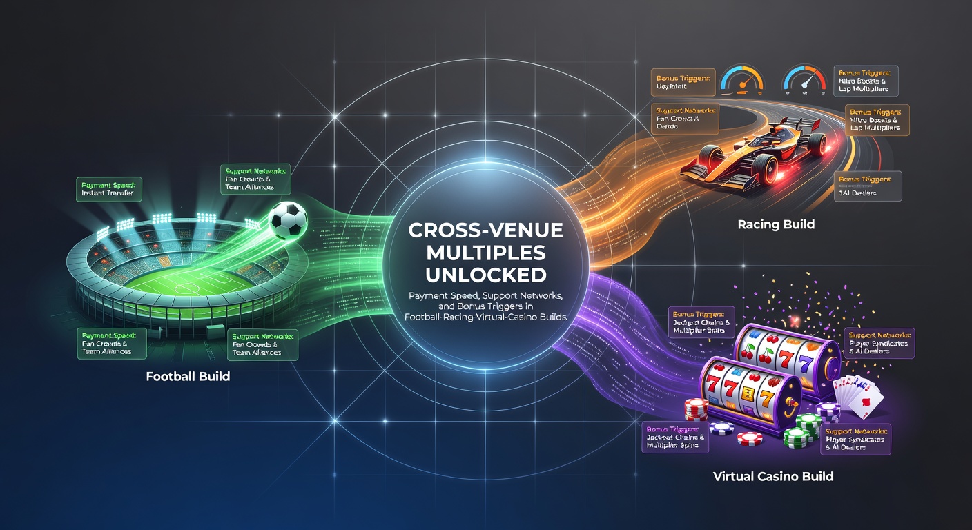 Illustration of integrated betting across football, horse racing, virtual games, and casino platforms with mobile transaction flows