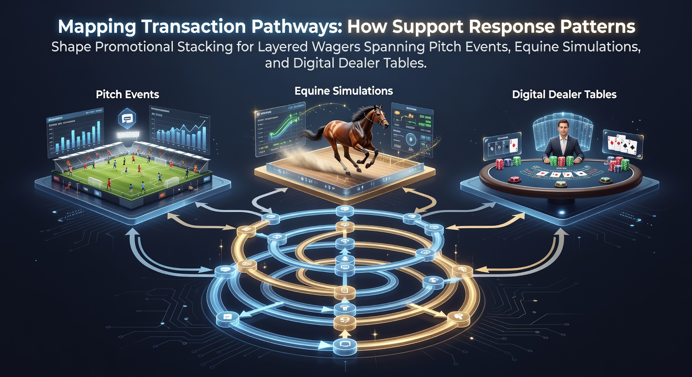 Diagram showing transaction pathways across sports betting, virtual horse racing, and live casino tables with promotional overlays