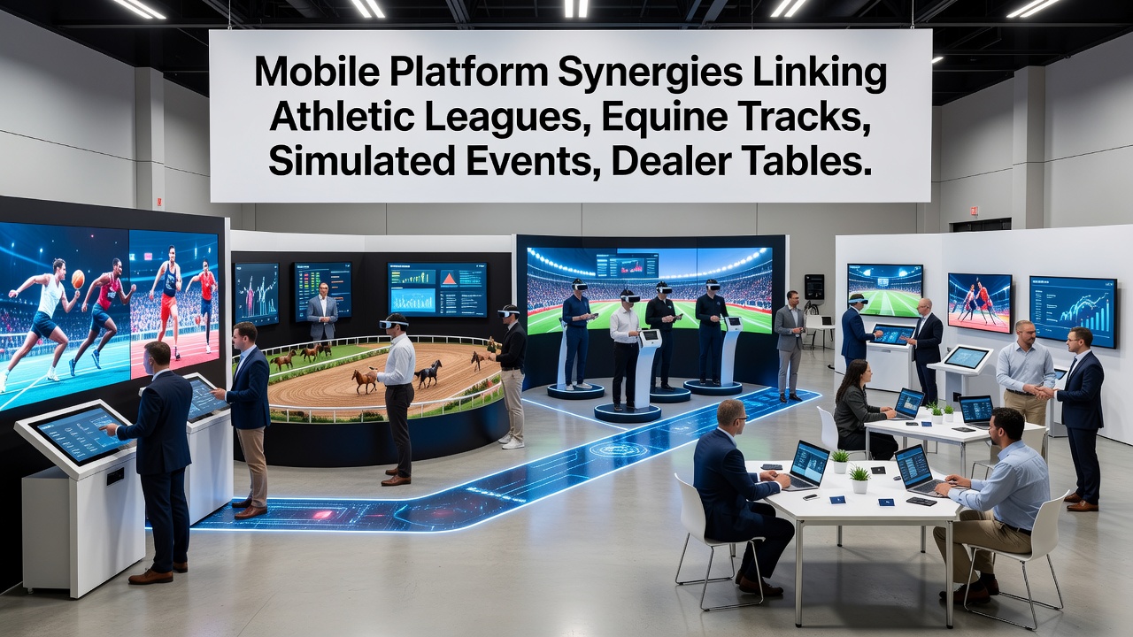 Split screen mobile view of virtual racing simulation next to live dealer table with transaction panel open