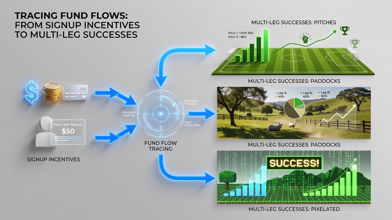 Flowchart illustrating how bonuses move through football, horse racing, virtual sports, and casino bets in mobile apps